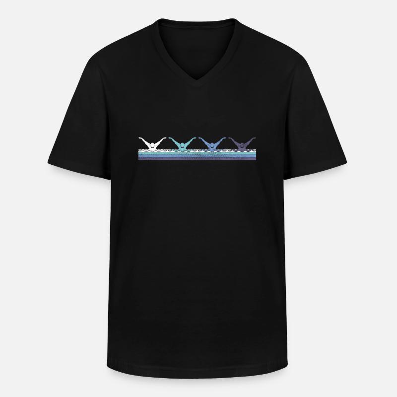 Schwimmen - Männer-T-Shirt mit V-Ausschnitt - Schwarz