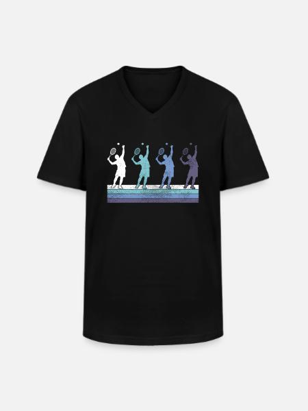 Tennis - T-shirt col V Homme - noir