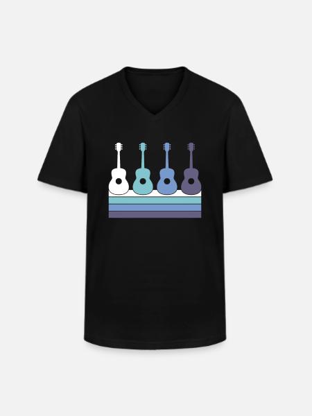 Gitarre - Männer-T-Shirt mit V-Ausschnitt - Schwarz