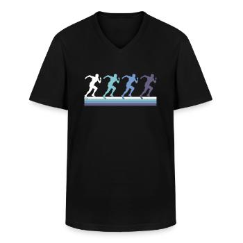 Faire du jogging - T-shirt col V Homme - noir - Devant - AI Model Male 178 dark (178cm)