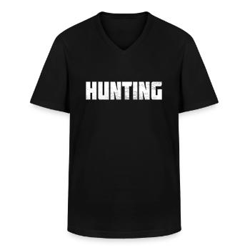 Hunt - Men's V-Neck T-Shirt - black - Front - AI Model Male 178 dark (178cm)