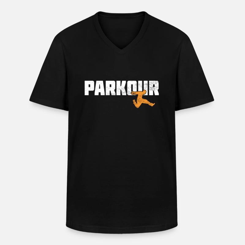 Parkour - Männer-T-Shirt mit V-Ausschnitt - Schwarz