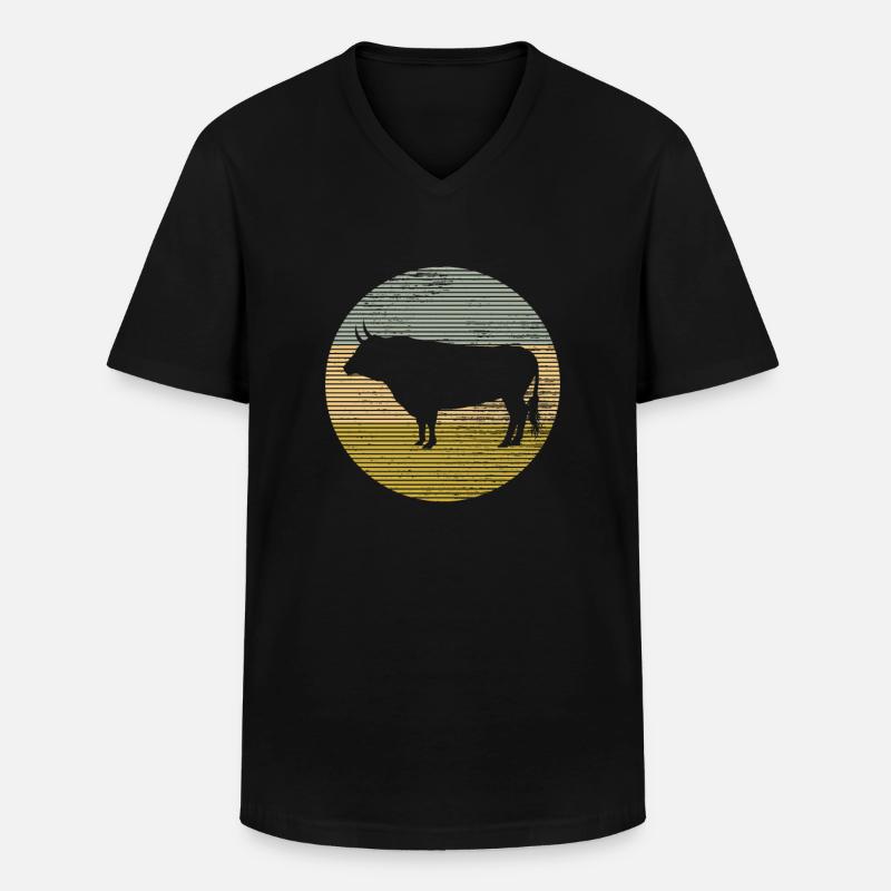 Stier - Männer-T-Shirt mit V-Ausschnitt - Schwarz