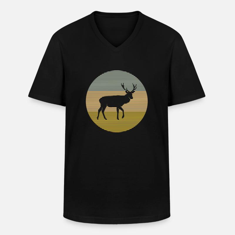 Hirsch - Männer-T-Shirt mit V-Ausschnitt - Schwarz