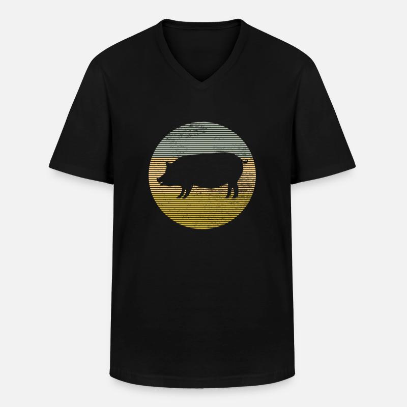 Schwein - Männer-T-Shirt mit V-Ausschnitt - Schwarz