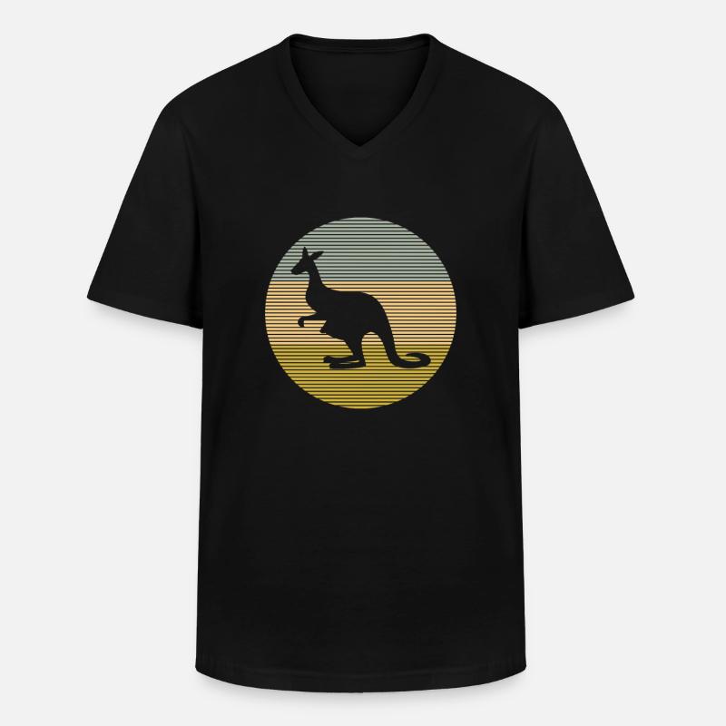 Känguru - Männer-T-Shirt mit V-Ausschnitt - Schwarz