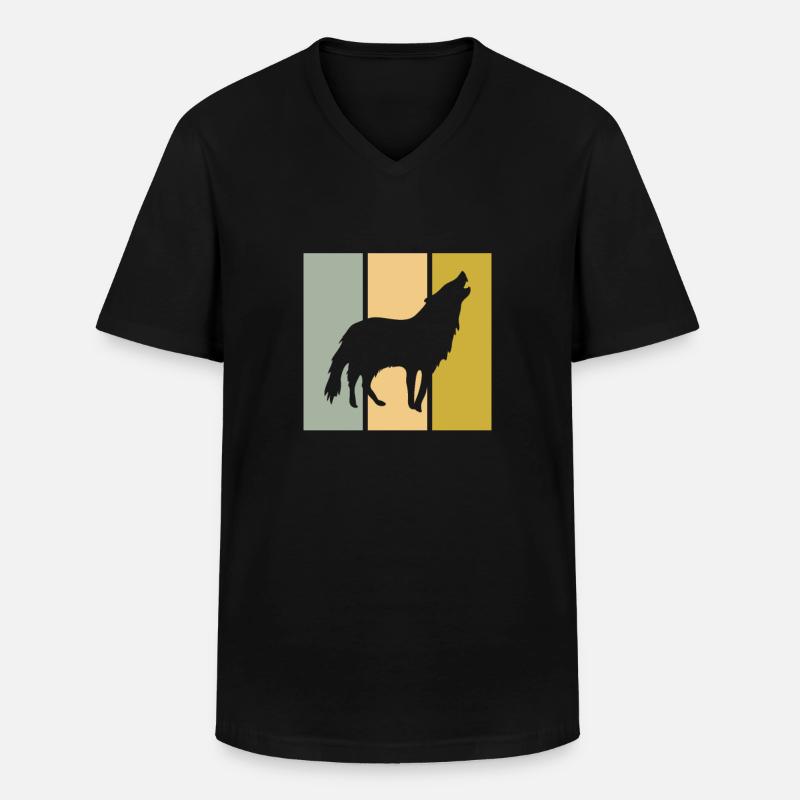 Wolf - Männer-T-Shirt mit V-Ausschnitt - Schwarz