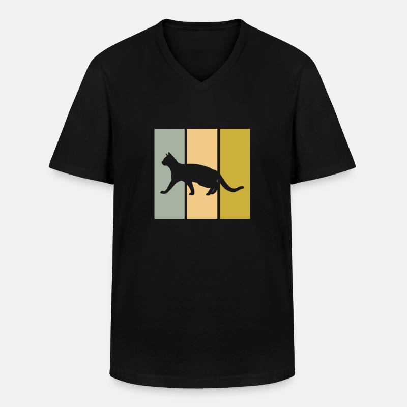 Katze - Männer-T-Shirt mit V-Ausschnitt - Schwarz