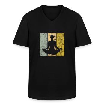 Meditation - Men's V-Neck T-Shirt - black - Front - AI Model Male 178 dark (178cm)