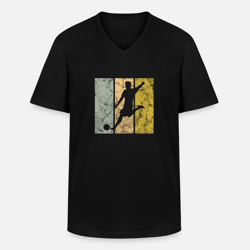 Fußball - Männer-T-Shirt mit V-Ausschnitt - Schwarz