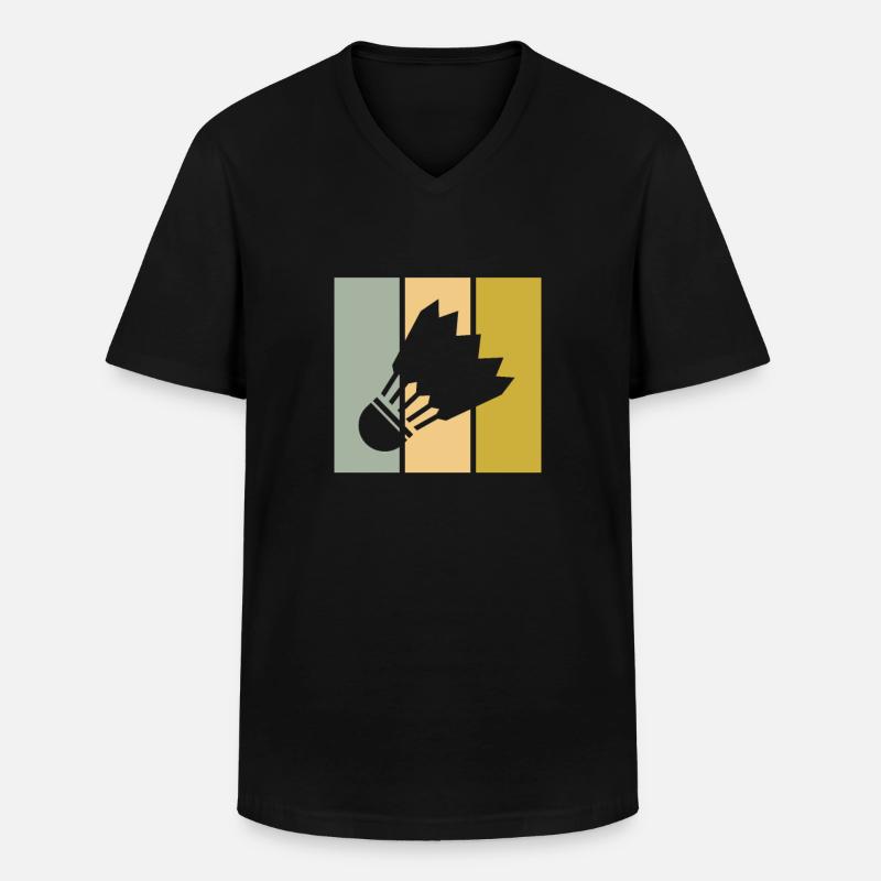 Badminton - Männer-T-Shirt mit V-Ausschnitt - Schwarz
