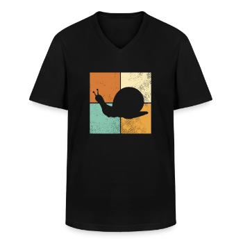 Snail - Men's V-Neck T-Shirt - black - Front - AI Model Male 178 dark (178cm)