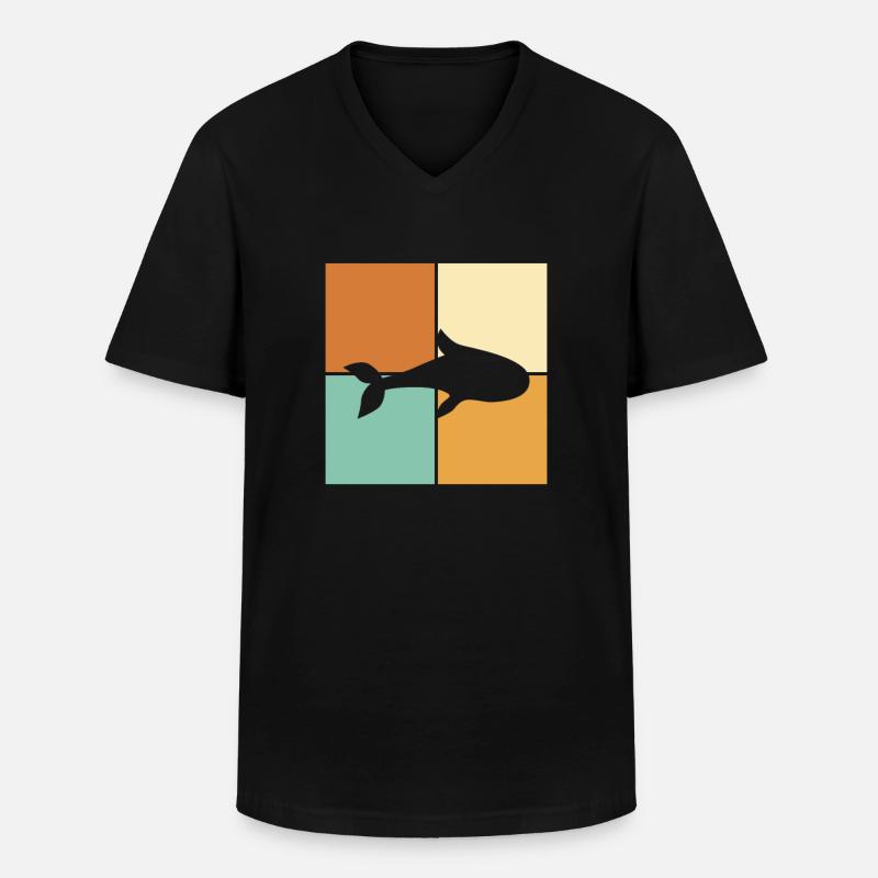 Fisch - Männer-T-Shirt mit V-Ausschnitt - Schwarz