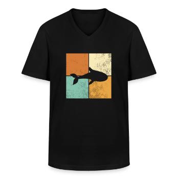 Poisson - T-shirt col V Homme - noir - Devant - AI Model Male 178 dark (178cm)