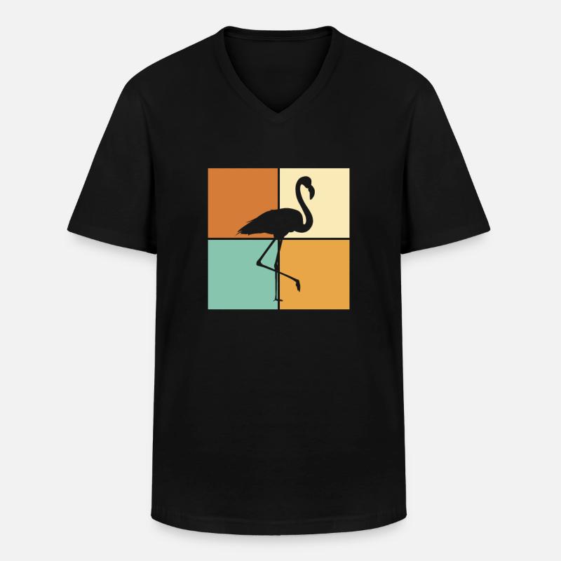 Flamingo - Männer-T-Shirt mit V-Ausschnitt - Schwarz