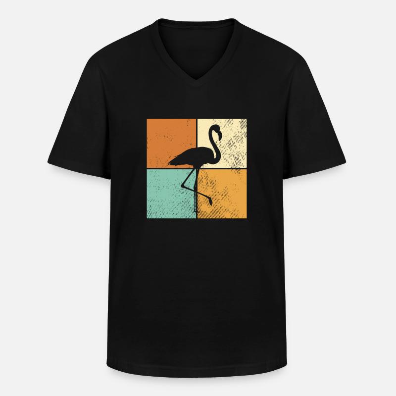 Flamingo - Männer-T-Shirt mit V-Ausschnitt - Schwarz