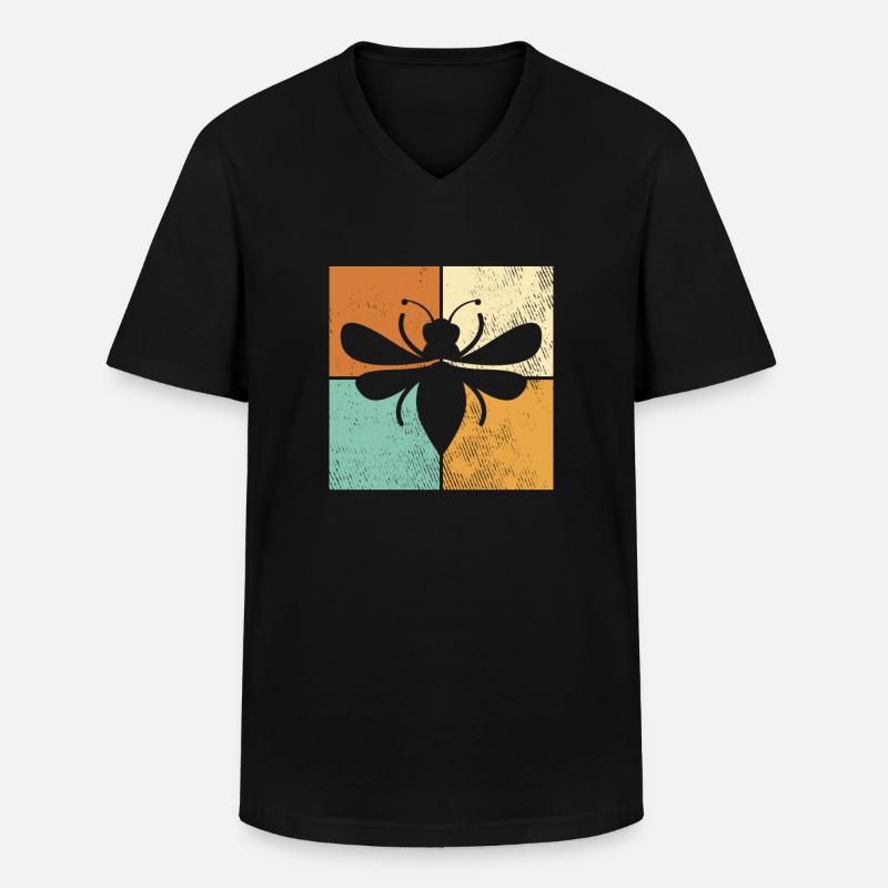Biene - Männer-T-Shirt mit V-Ausschnitt - Schwarz