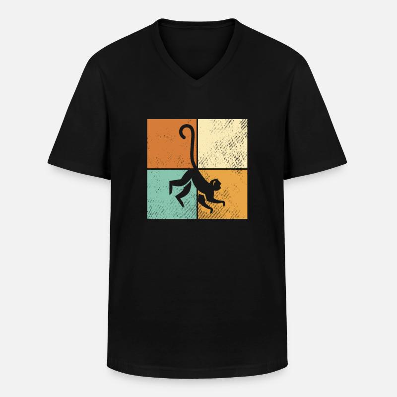 Affe - Männer-T-Shirt mit V-Ausschnitt - Schwarz