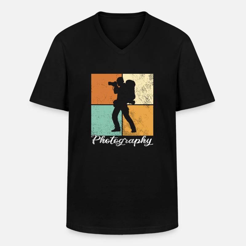 Fotografie - Männer-T-Shirt mit V-Ausschnitt - Schwarz
