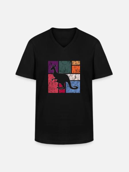 Kangaroo - Men's V-Neck T-Shirt - black