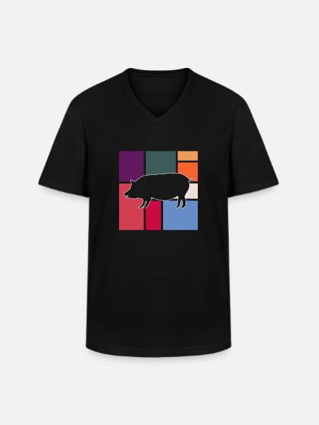 Pig - Men's V-Neck T-Shirt - black