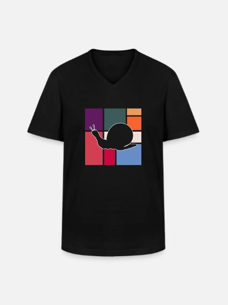Snail - Men's V-Neck T-Shirt - black