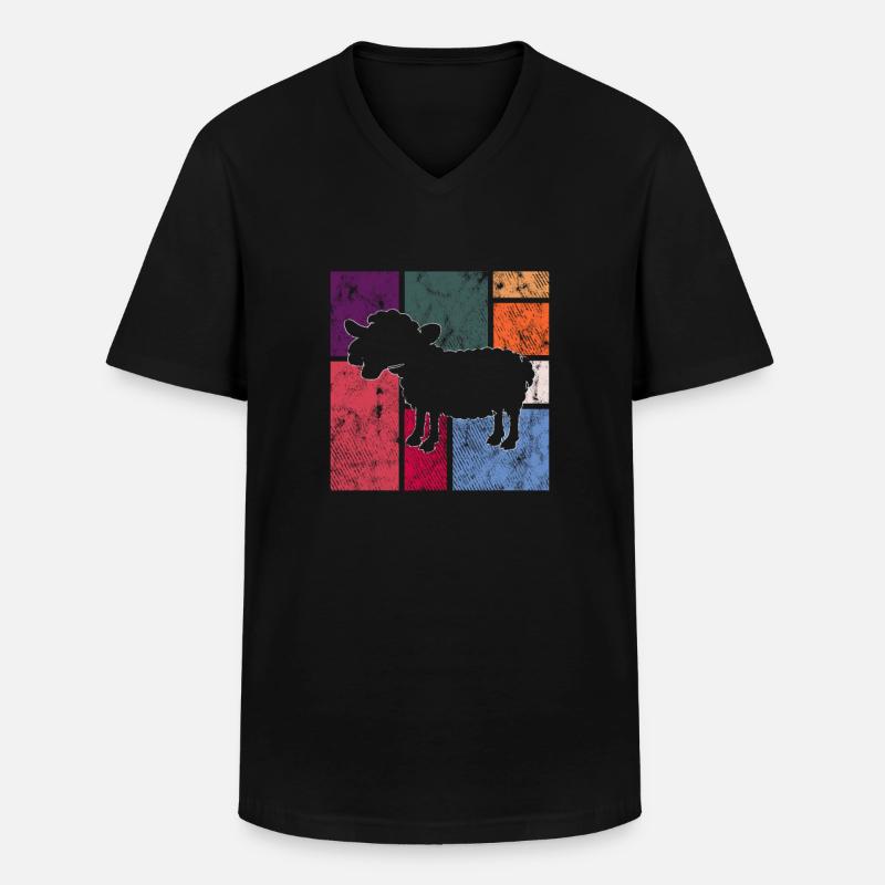 Schaf - Männer-T-Shirt mit V-Ausschnitt - Schwarz