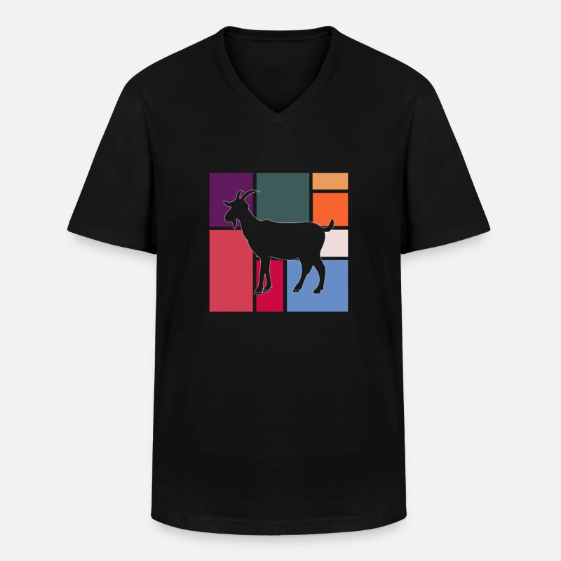 Ziege - Männer-T-Shirt mit V-Ausschnitt - Schwarz