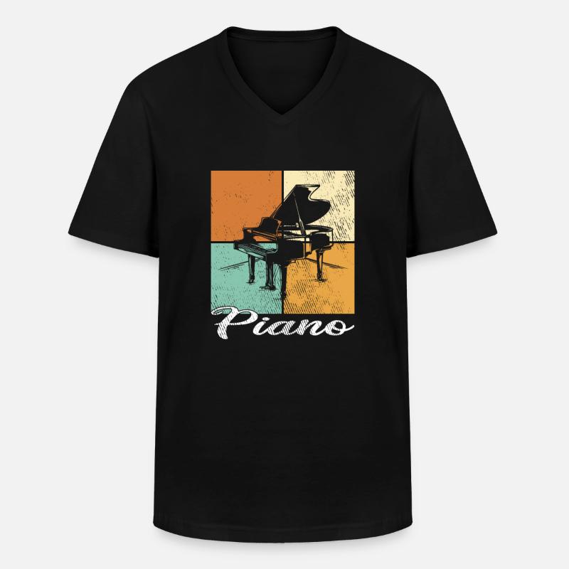 Klavier - Männer-T-Shirt mit V-Ausschnitt - Schwarz