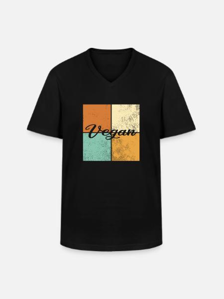 Végétalien - T-shirt col V Homme - noir