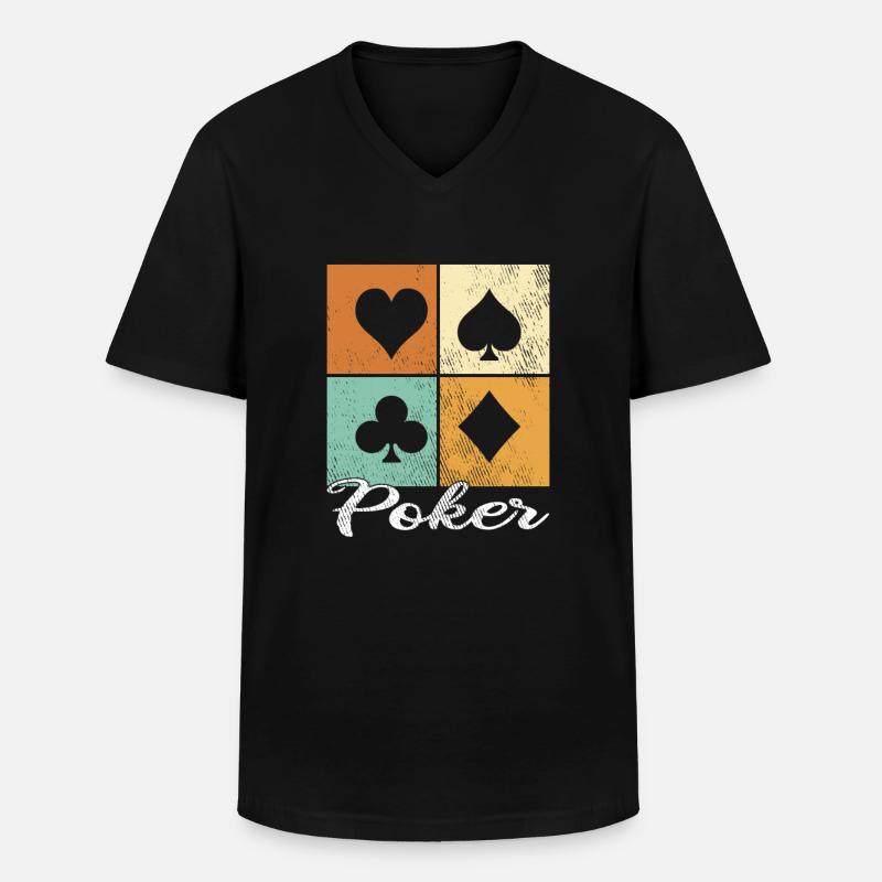 Poker - Männer-T-Shirt mit V-Ausschnitt - Schwarz