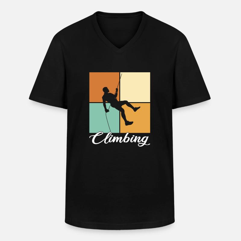 Klettern - Männer-T-Shirt mit V-Ausschnitt - Schwarz