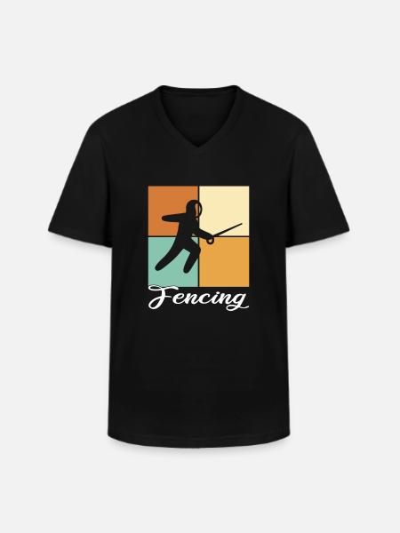 Fechten - Männer-T-Shirt mit V-Ausschnitt - Schwarz
