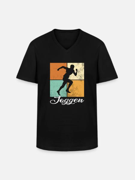 Joggen - Männer-T-Shirt mit V-Ausschnitt - Schwarz