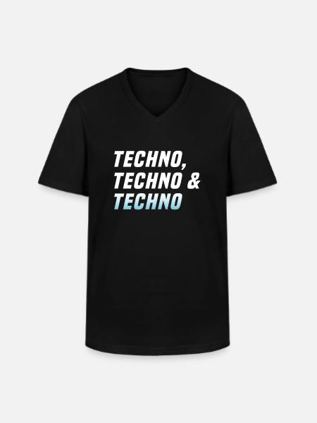 Techno Techno Techno - T-shirt col V Homme - noir