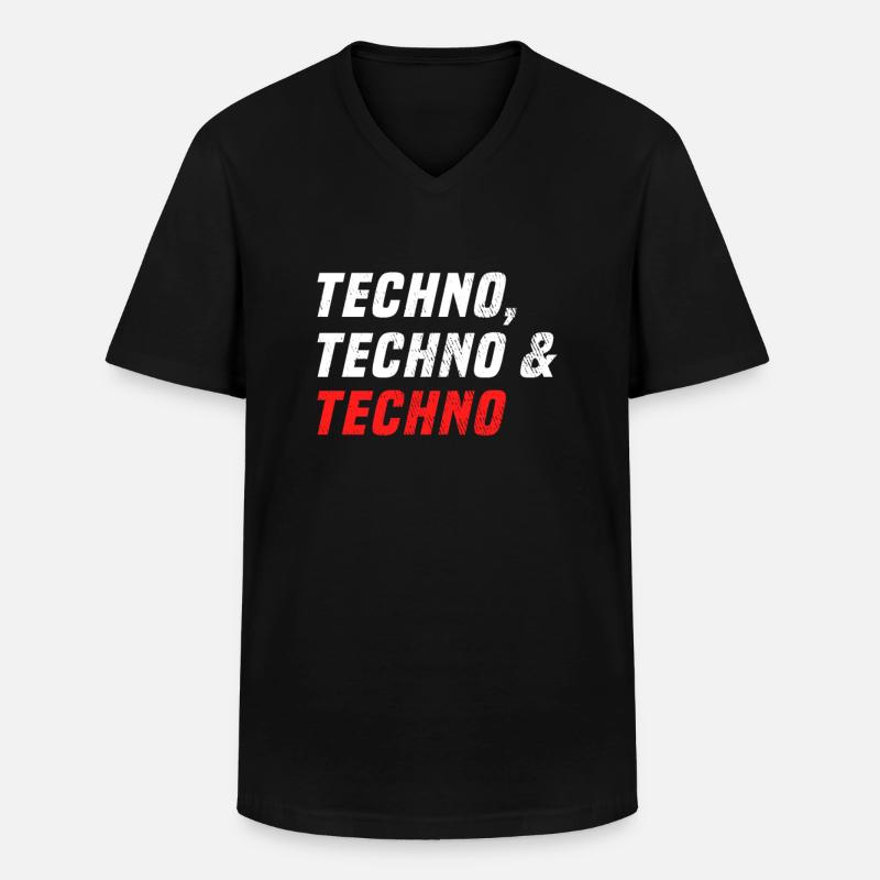 Techno Techno Techno - Männer-T-Shirt mit V-Ausschnitt - Schwarz