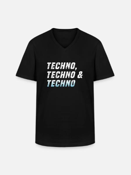 Techno Techno Techno - T-shirt col V Homme - noir