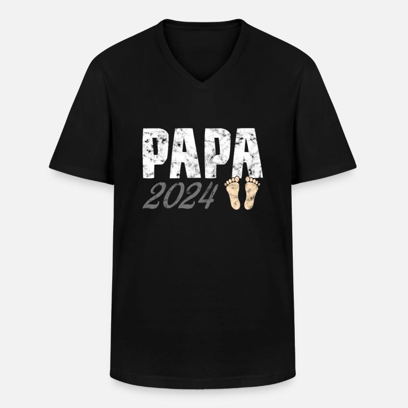 Papa 2024 - Männer-T-Shirt mit V-Ausschnitt - Schwarz