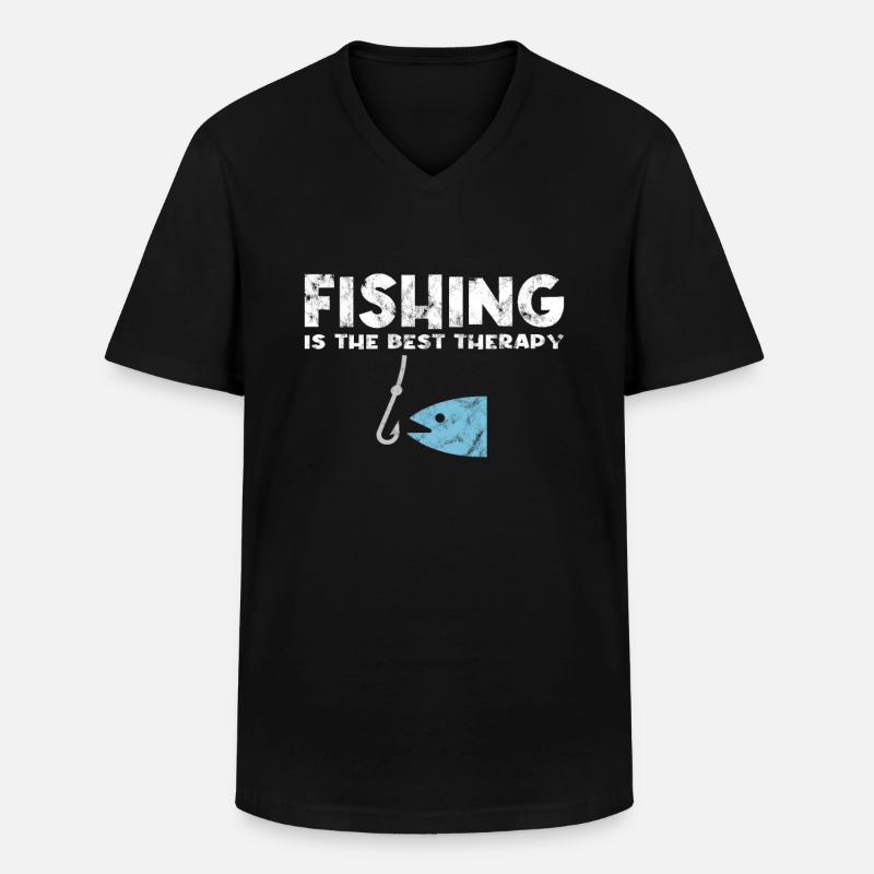 Angeln Spruch - Männer-T-Shirt mit V-Ausschnitt - Schwarz