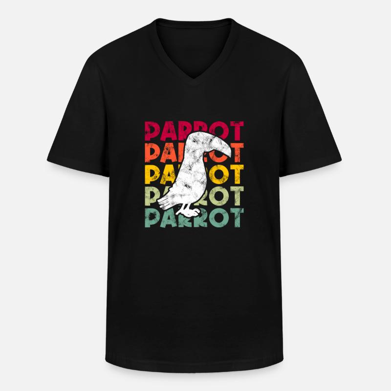 Papagei Retro - Männer-T-Shirt mit V-Ausschnitt - Schwarz