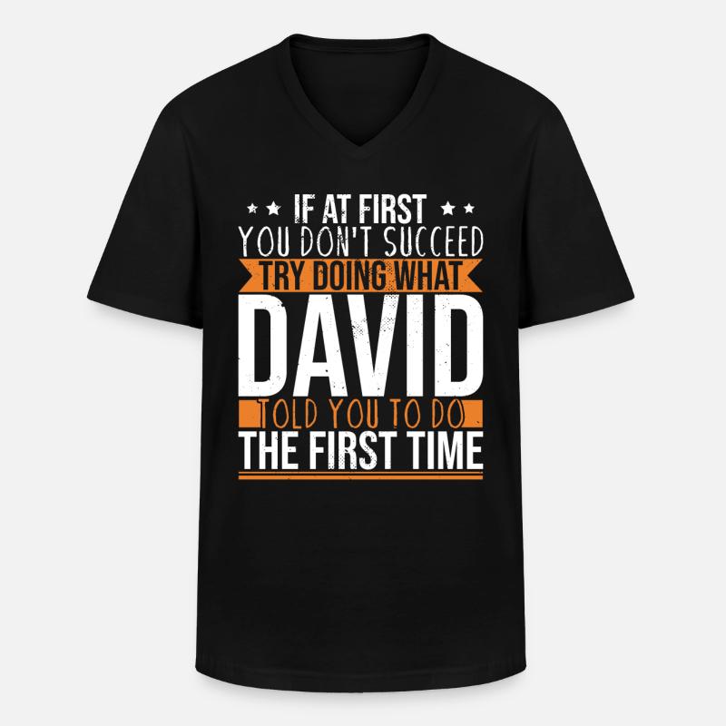 Lustiger David Dave - Männer-T-Shirt mit V-Ausschnitt - Schwarz