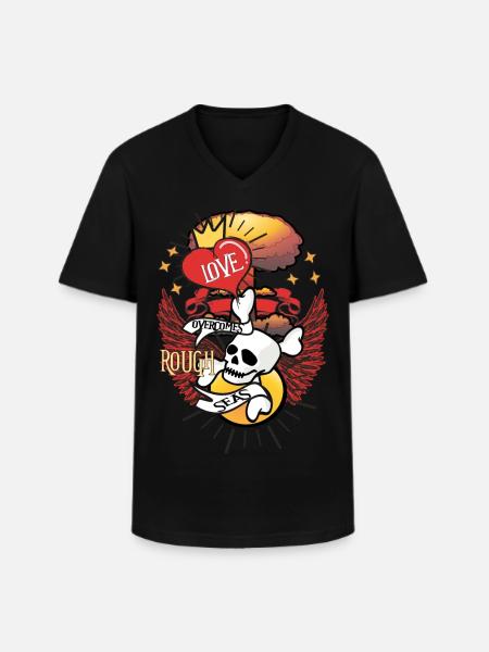 LOVE OVERCOMES ROUGH SEAS - Men's V-Neck T-Shirt - black