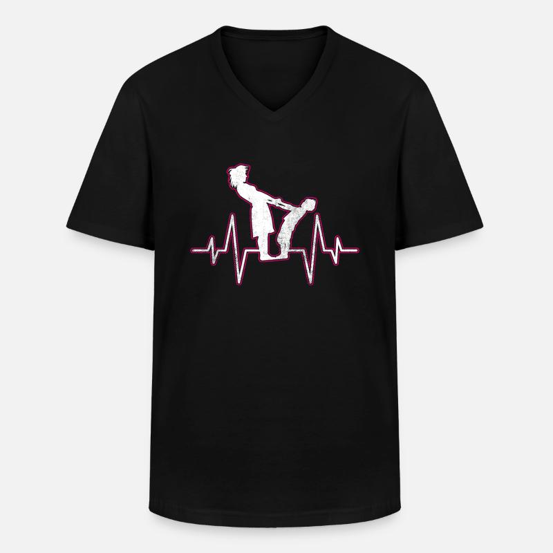 Mutter Kind Herzschlag - Männer-T-Shirt mit V-Ausschnitt - Schwarz