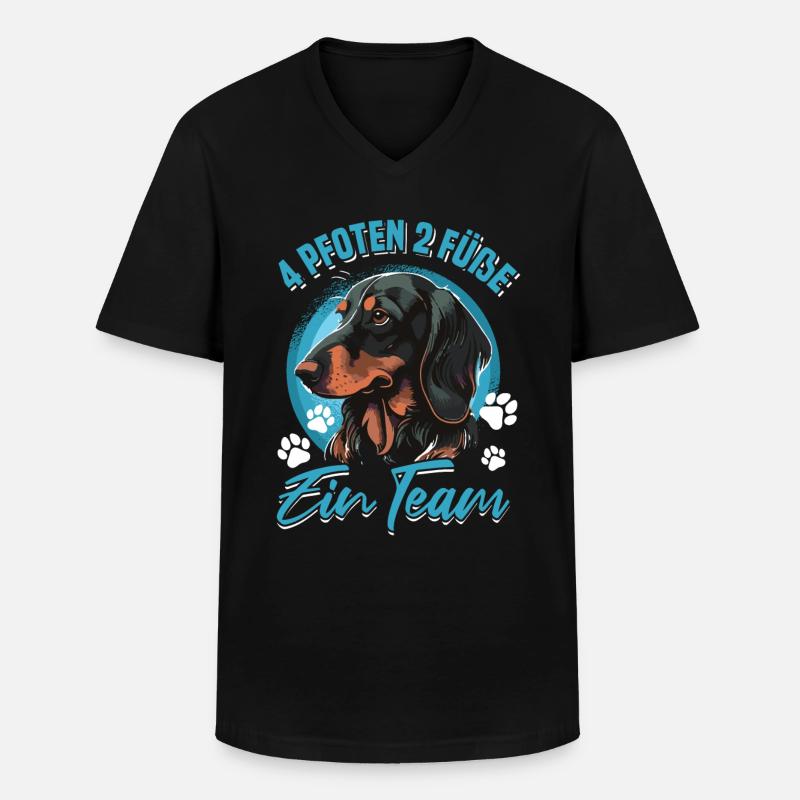 Dackel Geschenk - Männer-T-Shirt mit V-Ausschnitt - Schwarz