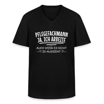 Lustige Pflegefachmann Sprüche Pflege Gesundheit - Männer-T-Shirt mit V-Ausschnitt - Schwarz - Vorne - AI Model Male 178 dark (178cm)