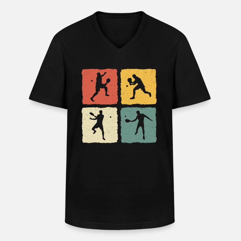 Retro Padel - Männer-T-Shirt mit V-Ausschnitt - Schwarz
