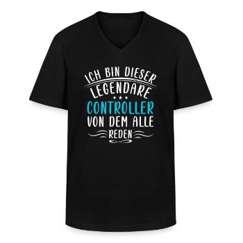 Lustige Controller Sprüche Finanzen Zahlen Bilanz - Männer-T-Shirt mit V-Ausschnitt - Schwarz - Vorne - AI Model Male 178 dark (178cm)