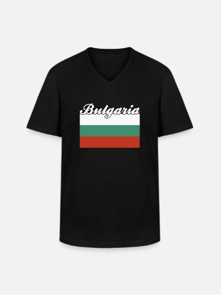 Flag: Bulgaria Bulgaria - Men's V-Neck T-Shirt - black