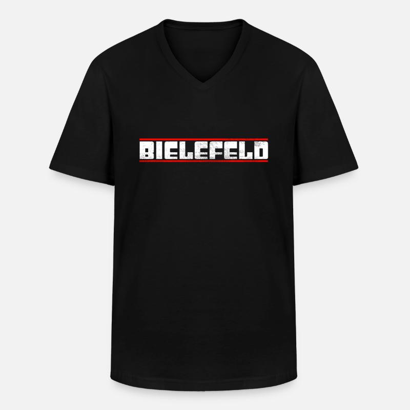 Bielefeld - Männer-T-Shirt mit V-Ausschnitt - Schwarz