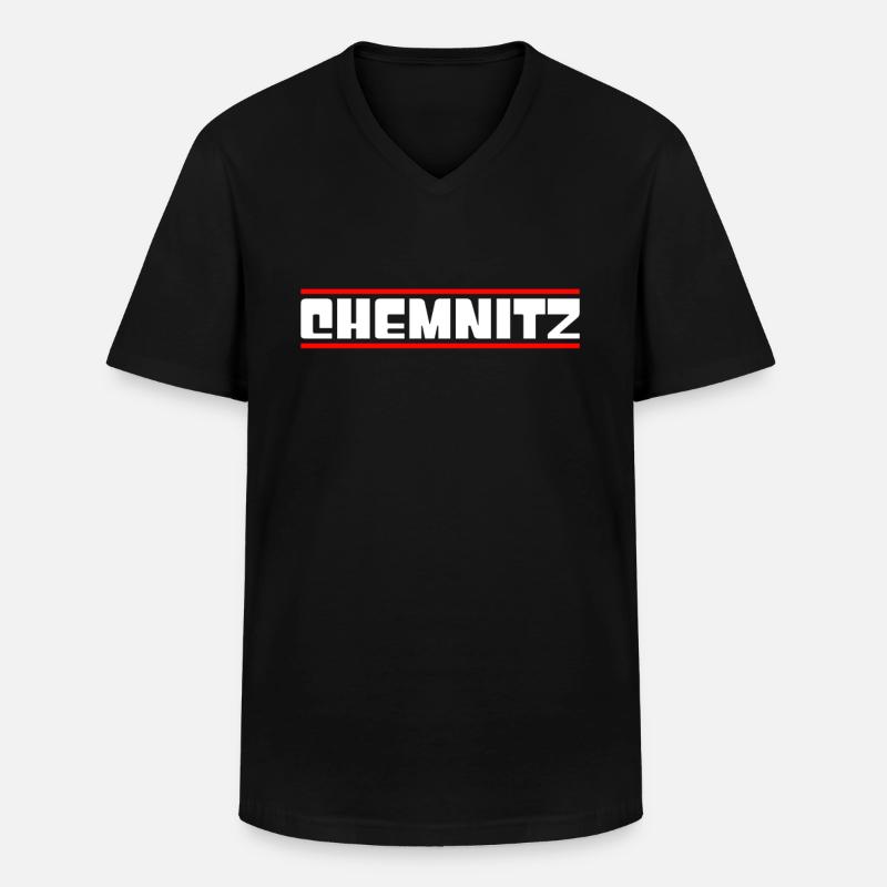 Chemnitz - Männer-T-Shirt mit V-Ausschnitt - Schwarz